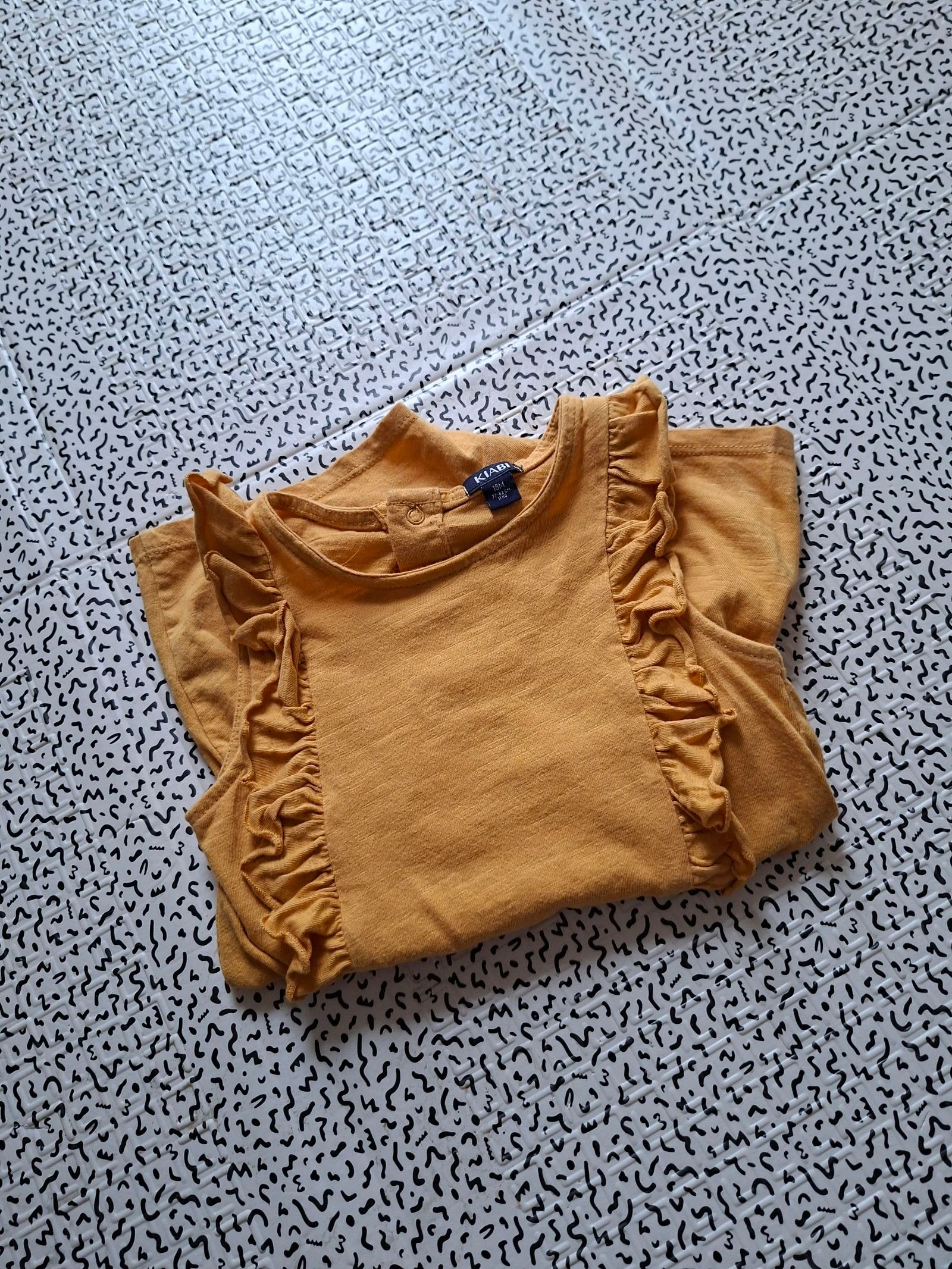 Kiabi baby girl's jumpsuit 18 months 81-86 cm mustard with ruffles 100% cotton summer – photo 6